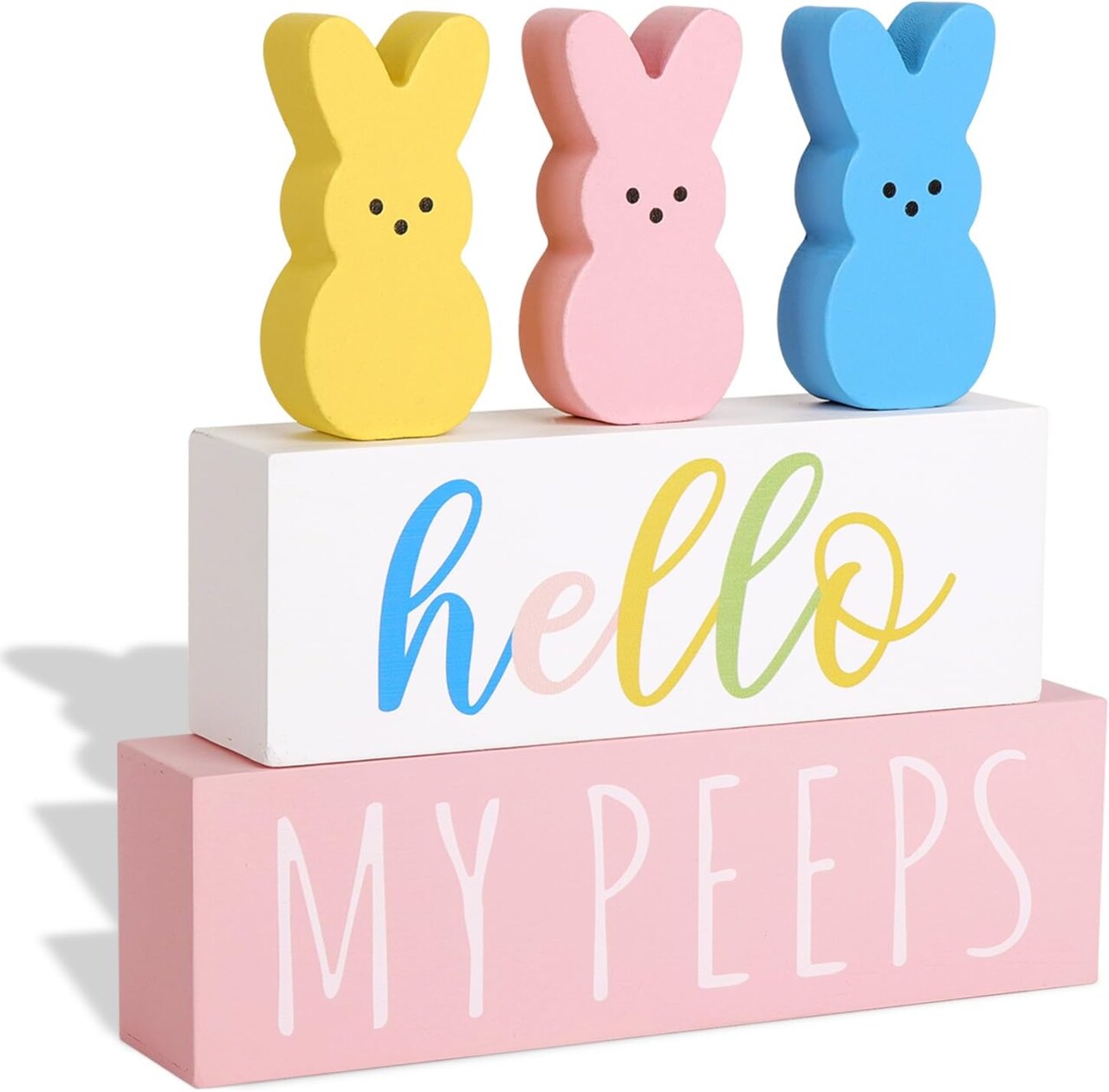 Easter Decorations for the Home: 5pcs Easter Bunny Wooden Table Centerpiece Signs
